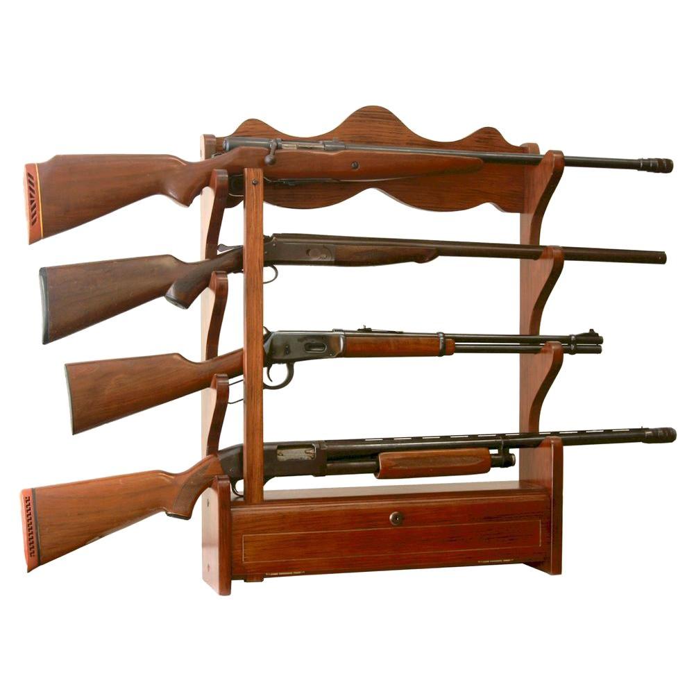 Vinh Dat Furniture840 4 Gun Wood Wall Rack Medium Brown Vinh